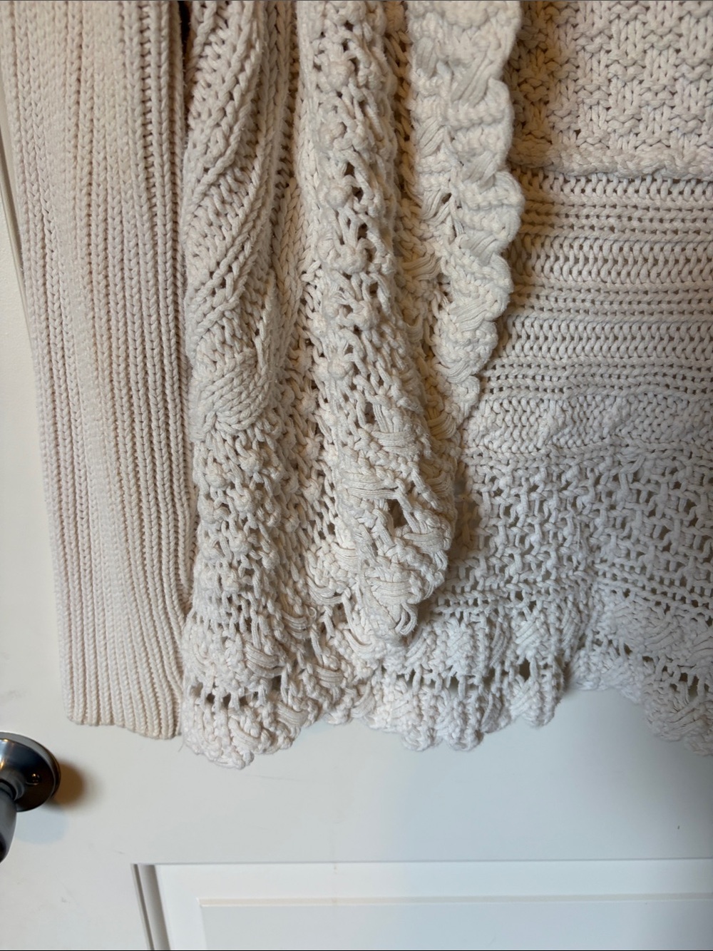 Chico's Cream Open-Front Cable & Crochet Knit Cardigan - Picture 6 of 6